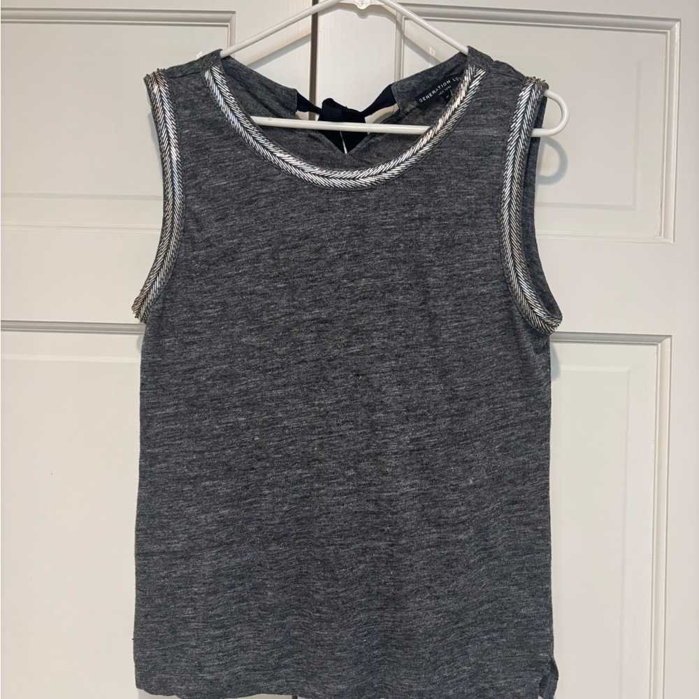 Generation Love Gray Tank with Chain Trim